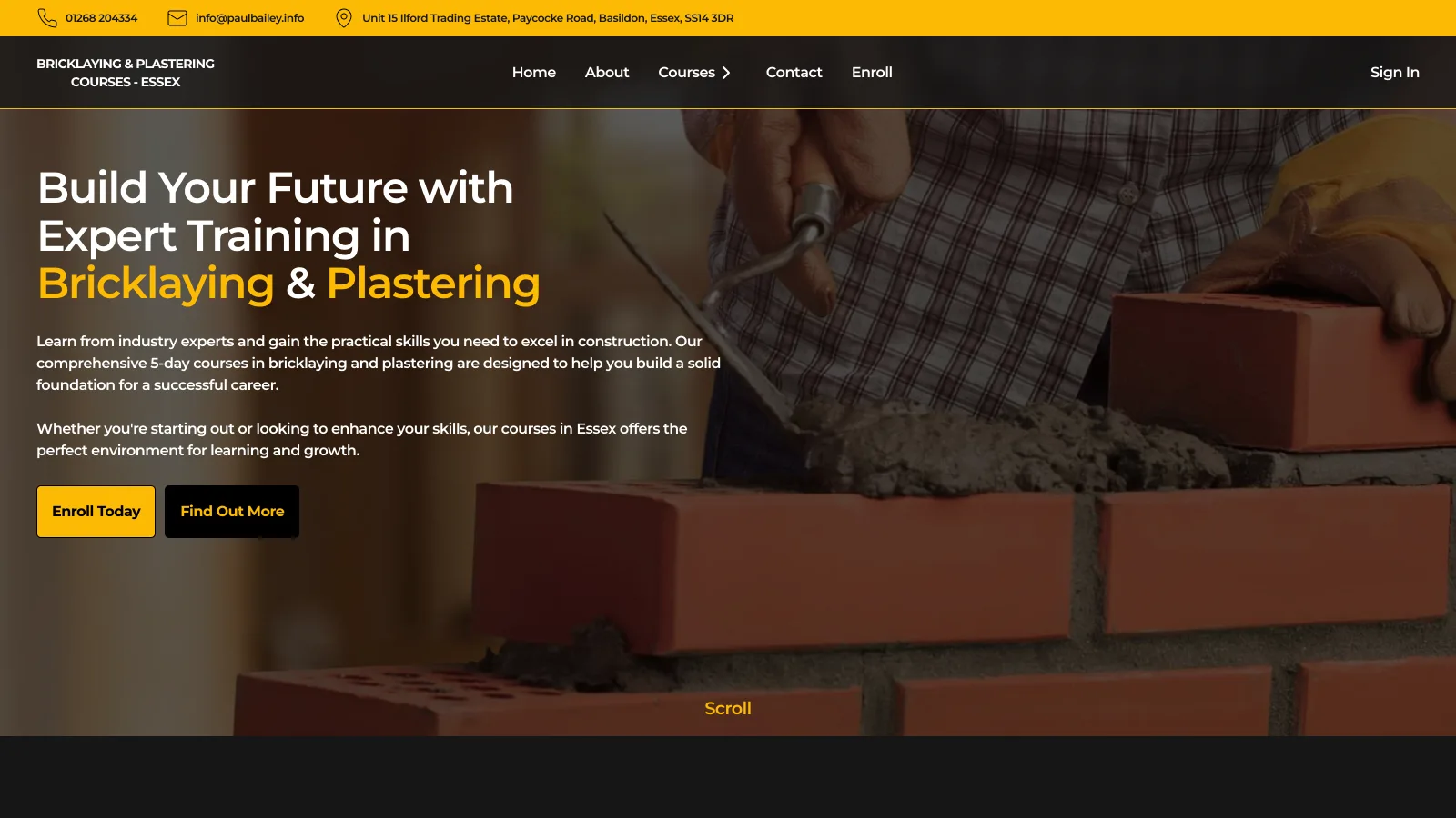 Bricklaying & Plastering Courses, Essex website